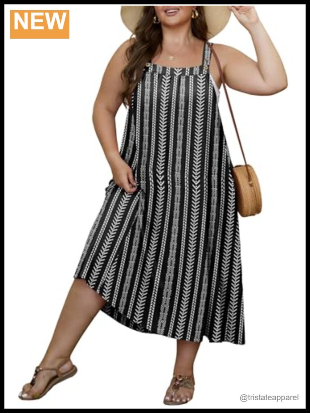 Women's Plus Size Summer Dress Loose Fit A-Line Adjustable Strap Beach Cover Up